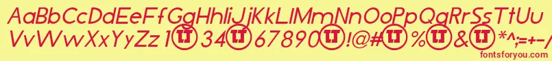 LjDesignStudiosIsItalic Font – Red Fonts on Yellow Background