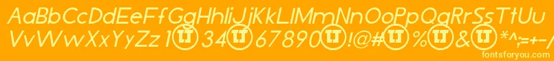 LjDesignStudiosIsItalic Font – Yellow Fonts on Orange Background