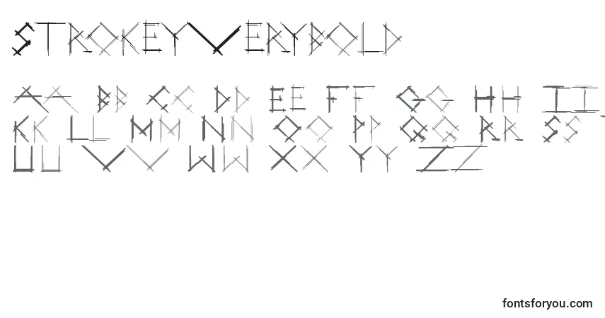 A fonte StrokeyVerybold – alfabeto, números, caracteres especiais