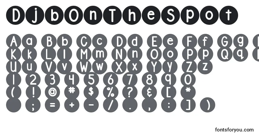 Czcionka DjbOnTheSpot – alfabet, cyfry, specjalne znaki