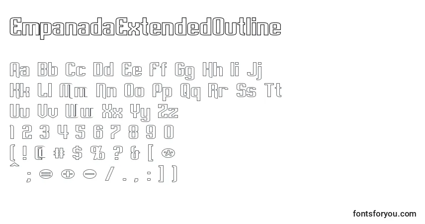 A fonte EmpanadaExtendedOutline – alfabeto, números, caracteres especiais