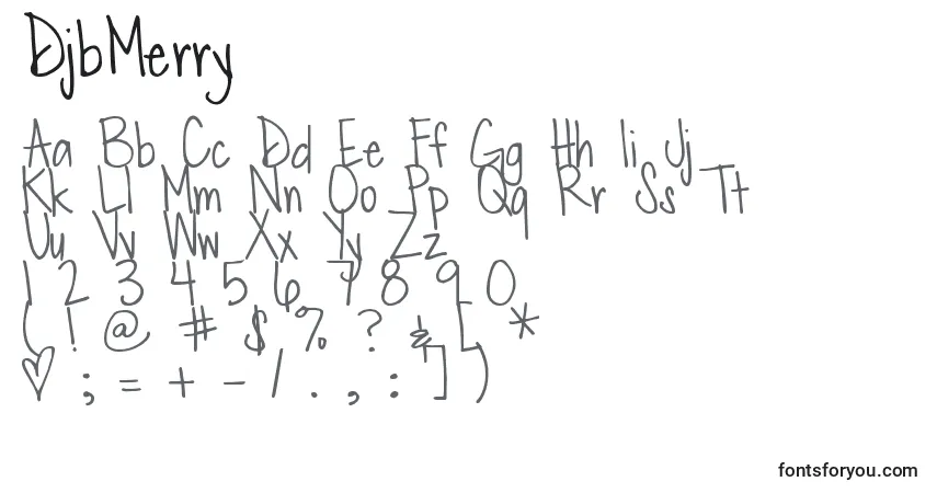 Czcionka DjbMerry – alfabet, cyfry, specjalne znaki