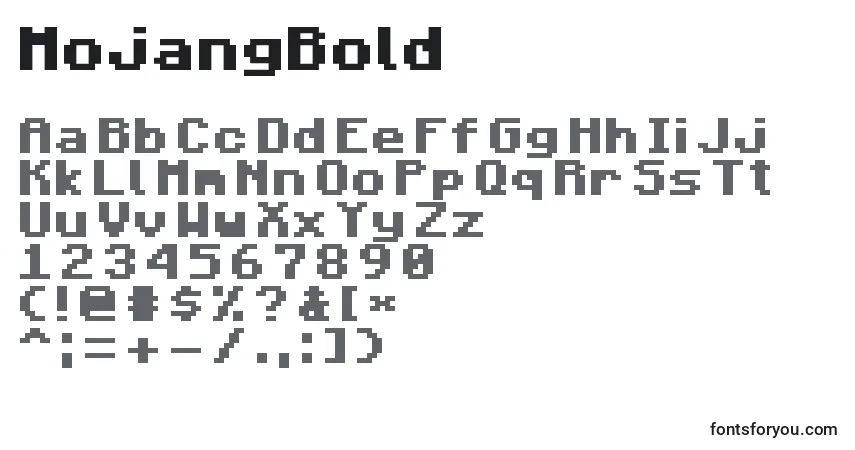 A fonte MojangBold – alfabeto, números, caracteres especiais