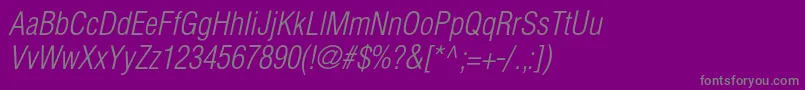 フォントHelioscondlightItalic – 紫の背景に灰色の文字