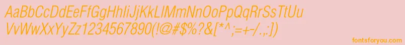 HelioscondlightItalic-Schriftart – Orangefarbene Schriften auf rosa Hintergrund