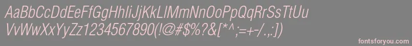 HelioscondlightItalic Font – Pink Fonts on Gray Background