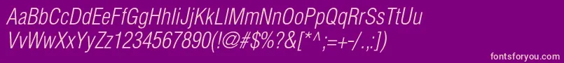 HelioscondlightItalic Font – Pink Fonts on Purple Background