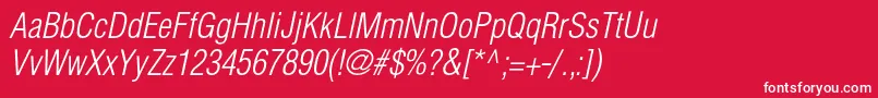 HelioscondlightItalic Font – White Fonts on Red Background