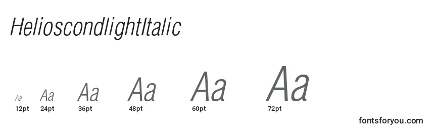 Размеры шрифта HelioscondlightItalic