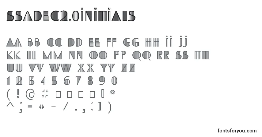 A fonte SsAdec2.0Initials (97672) – alfabeto, números, caracteres especiais