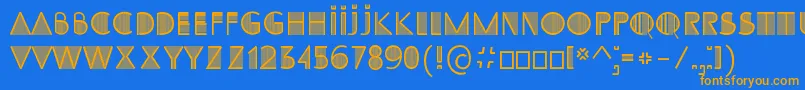 フォントSsAdec2.0Initials – オレンジ色の文字が青い背景にあります。