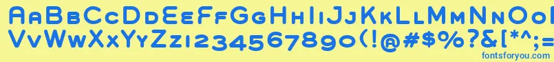 GroverCapsBold-fontti – siniset fontit keltaisella taustalla