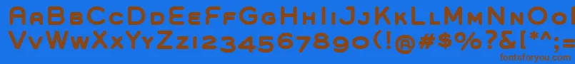 フォントGroverCapsBold – 茶色の文字が青い背景にあります。