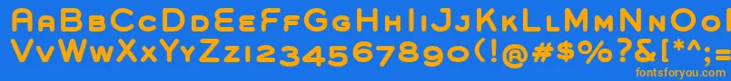 フォントGroverCapsBold – オレンジ色の文字が青い背景にあります。