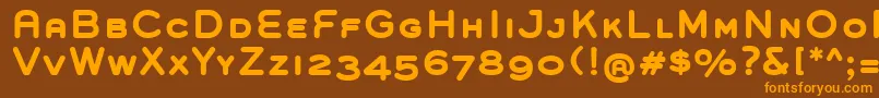 GroverCapsBold-fontti – oranssit fontit ruskealla taustalla