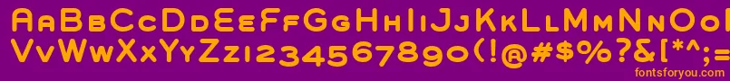 GroverCapsBold-Schriftart – Orangefarbene Schriften auf violettem Hintergrund