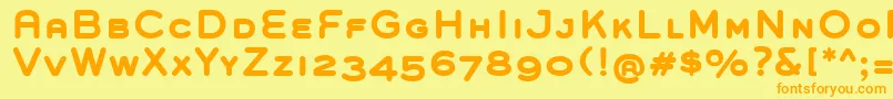 GroverCapsBold-fontti – oranssit fontit keltaisella taustalla