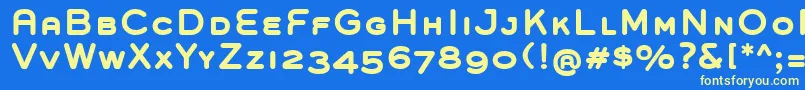 GroverCapsBold-Schriftart – Gelbe Schriften auf blauem Hintergrund