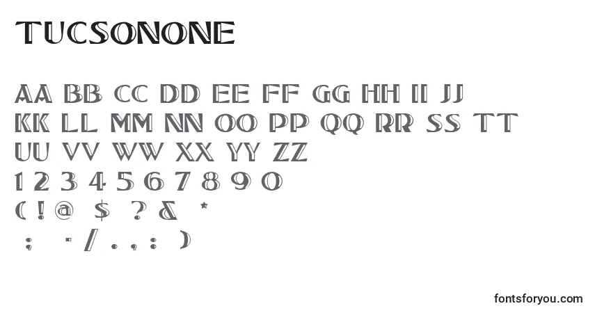 Czcionka Tucsonone – alfabet, cyfry, specjalne znaki