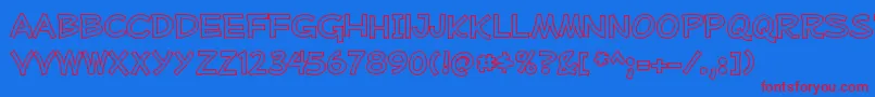 MufferawolRegular-Schriftart – Rote Schriften auf blauem Hintergrund