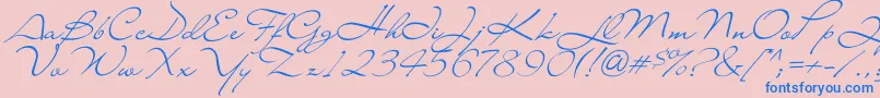 Lianac-Schriftart – Blaue Schriften auf rosa Hintergrund