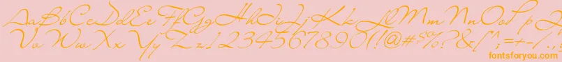 Lianac-Schriftart – Orangefarbene Schriften auf rosa Hintergrund