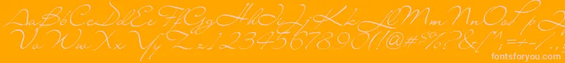 Lianac-Schriftart – Rosa Schriften auf orangefarbenem Hintergrund