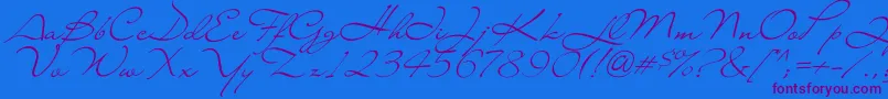 Lianac-Schriftart – Violette Schriften auf blauem Hintergrund