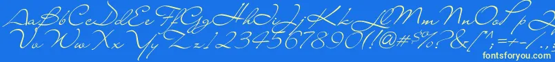 Lianac-Schriftart – Gelbe Schriften auf blauem Hintergrund