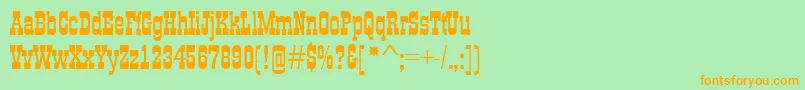 GildiaRegular-Schriftart – Orangefarbene Schriften auf grünem Hintergrund