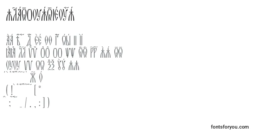 A fonte ZlatoustIeucs – alfabeto, números, caracteres especiais