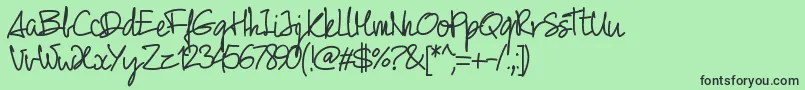 Pw01script Font – Black Fonts on Green Background