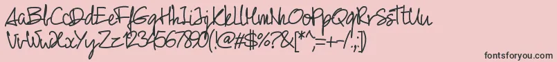Pw01script-Schriftart – Schwarze Schriften auf rosa Hintergrund