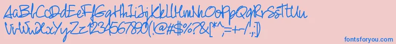 Czcionka Pw01script – niebieskie czcionki na różowym tle