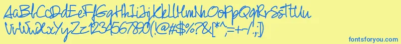 Шрифт Pw01script – синие шрифты на жёлтом фоне