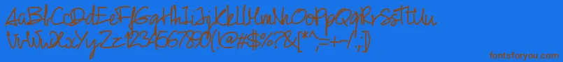 Pw01script Font – Brown Fonts on Blue Background