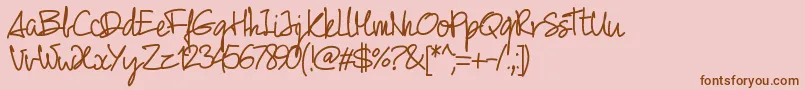 Pw01script Font – Brown Fonts on Pink Background