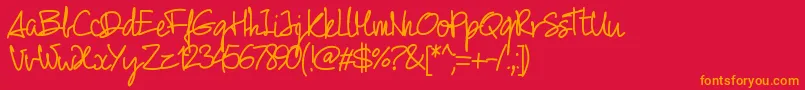 Pw01script Font – Orange Fonts on Red Background