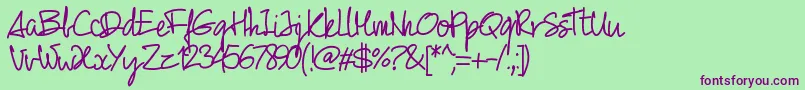 Pw01script Font – Purple Fonts on Green Background