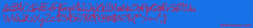 Pw01script Font – Red Fonts on Blue Background