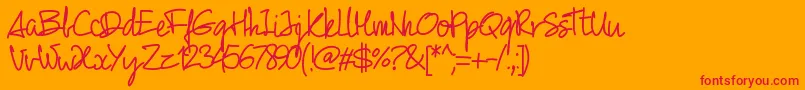 Pw01script Font – Red Fonts on Orange Background