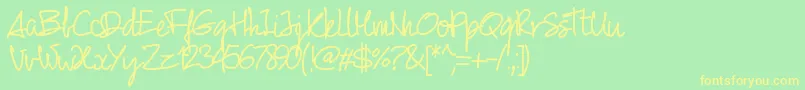 Pw01script Font – Yellow Fonts on Green Background