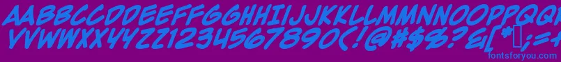 ZapRaygunV2.0Bold-Schriftart – Blaue Schriften auf violettem Hintergrund