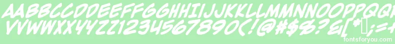 Fonte ZapRaygunV2.0Bold – fontes brancas em um fundo verde