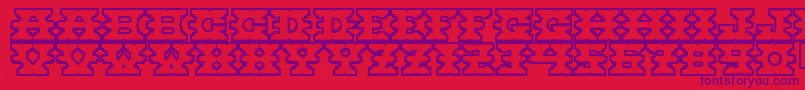 フォントMontezuma – 赤い背景に紫のフォント