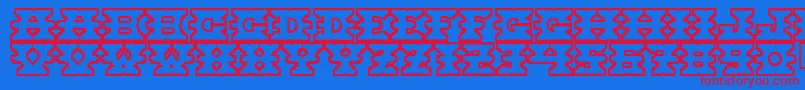 フォントMontezuma – 赤い文字の青い背景