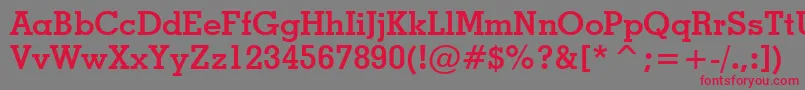 Czcionka GeometricSlabserif703BoldBt – czerwone czcionki na szarym tle
