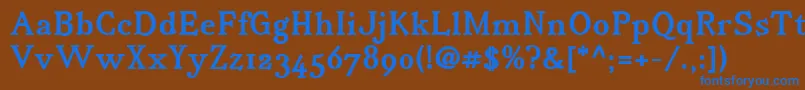 フォントIrianisadfstdBold.ttc – 茶色の背景に青い文字