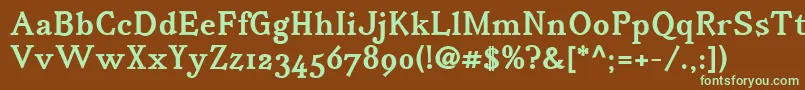 Шрифт IrianisadfstdBold.ttc – зелёные шрифты на коричневом фоне