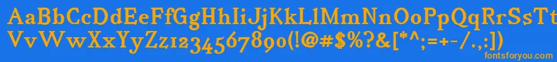 フォントIrianisadfstdBold.ttc – オレンジ色の文字が青い背景にあります。